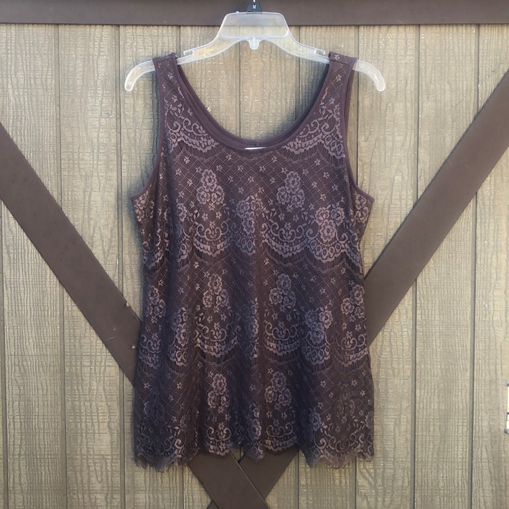 Brown Lace Tank